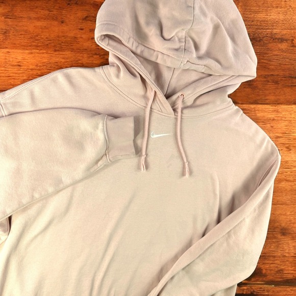 Nike Hoodie Women L Center Swoosh Sweatshirt Pullover Pink White Retro Street - Picture 1 of 11